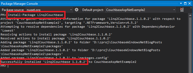 Install Linq2Couchbase with NuGet