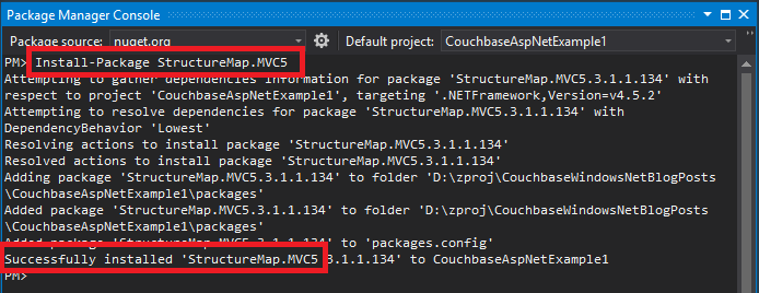 Installing StructureMap.MVC5 with NuGet