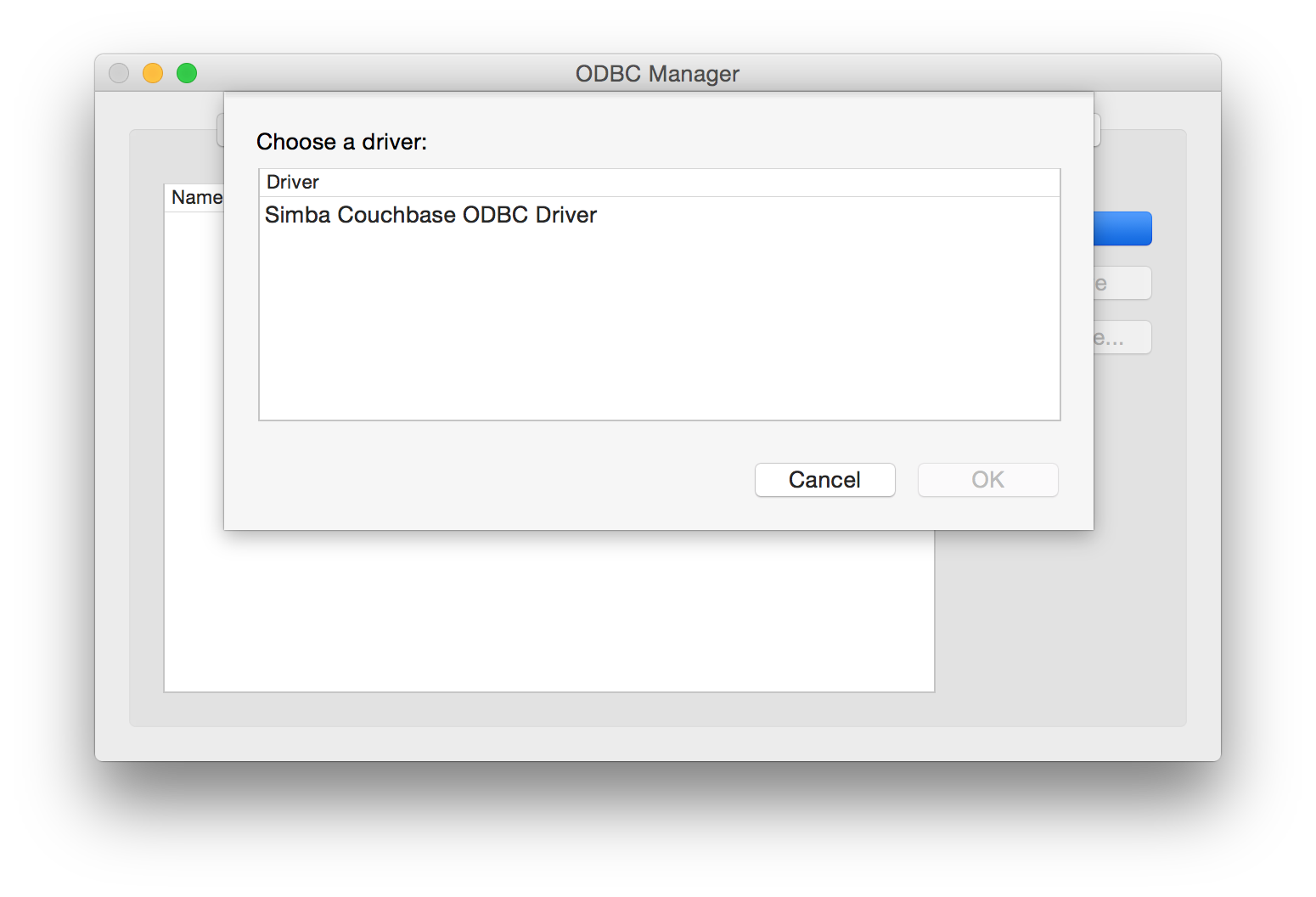 ODBC Manager Simba Couchbase - Mac